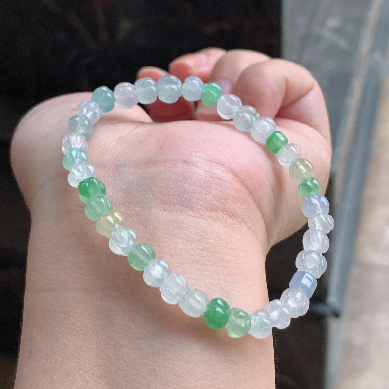 冰种拼色莲花手串