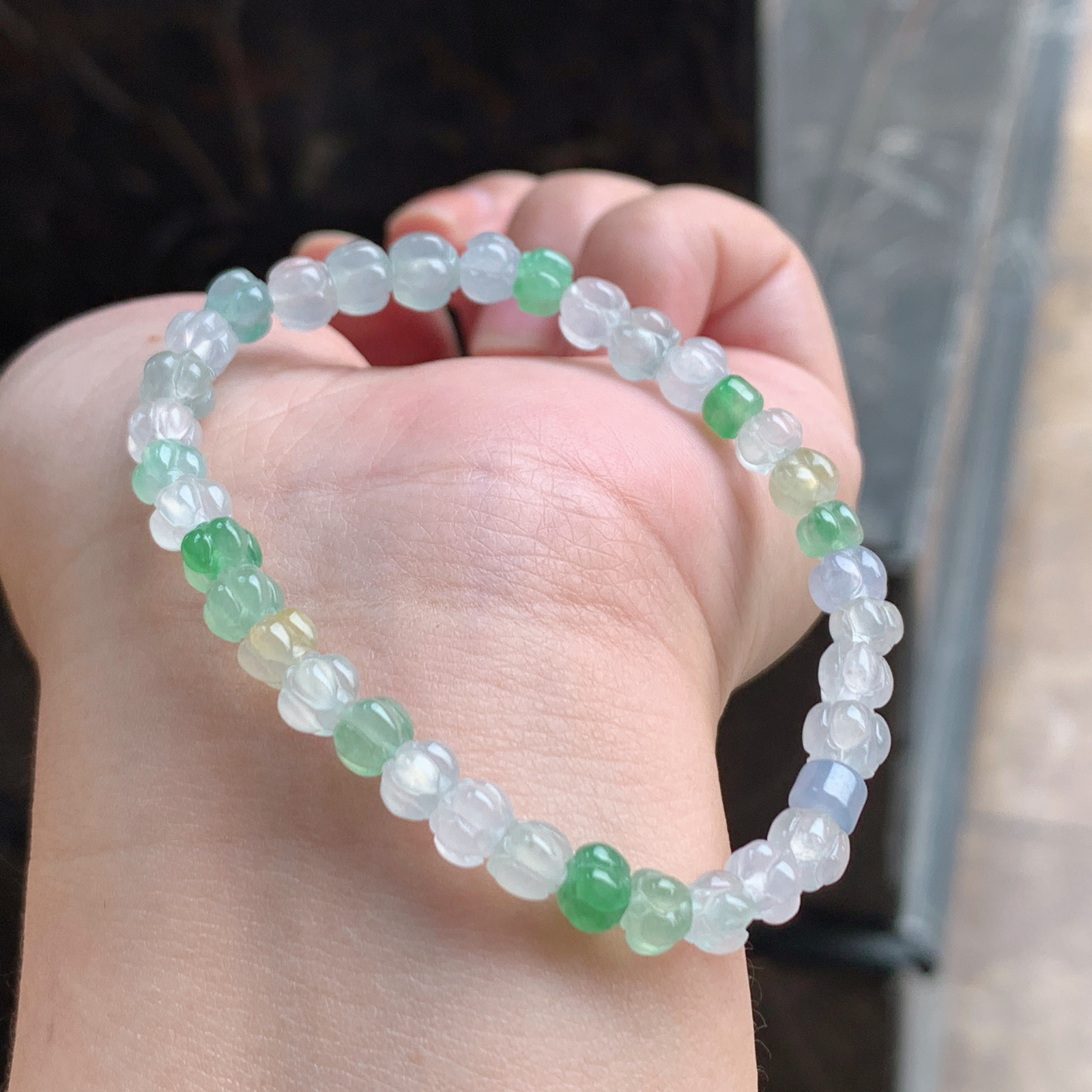 冰种拼色莲花手串