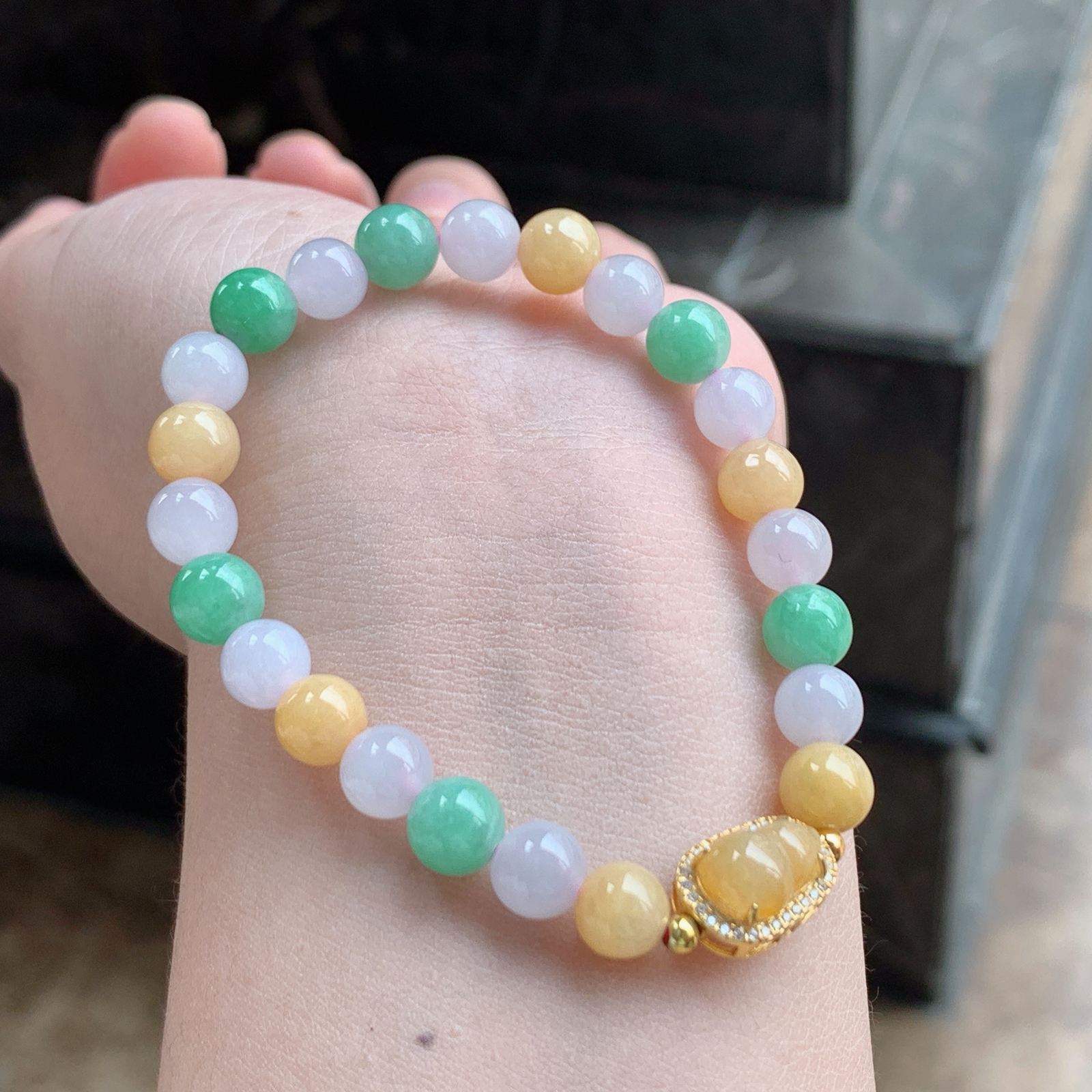 多彩葫芦翡翠手串