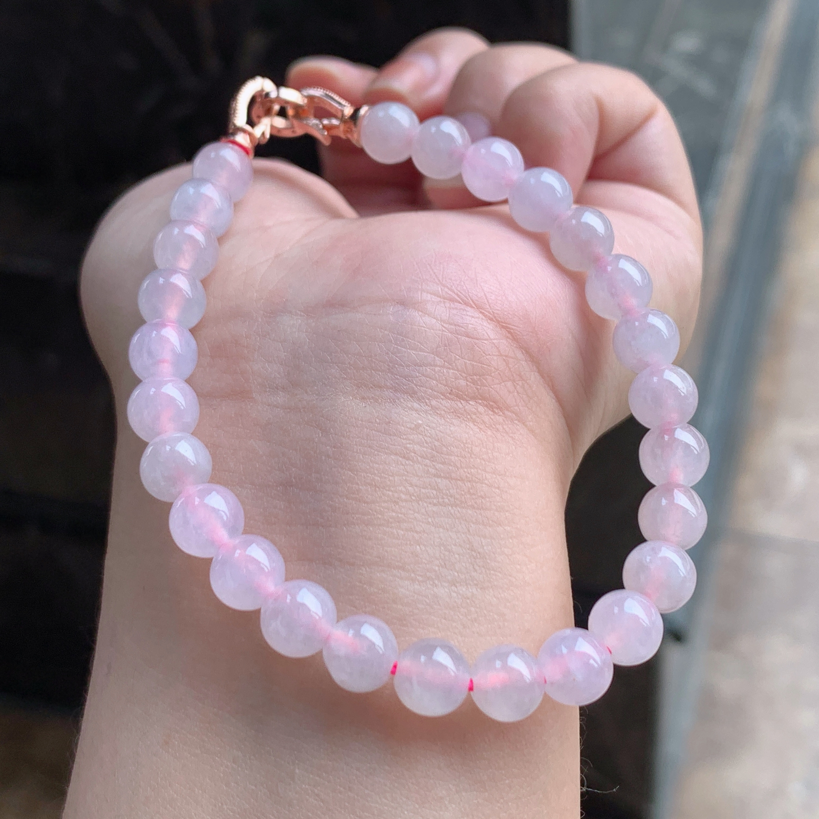 冰种粉紫色手串