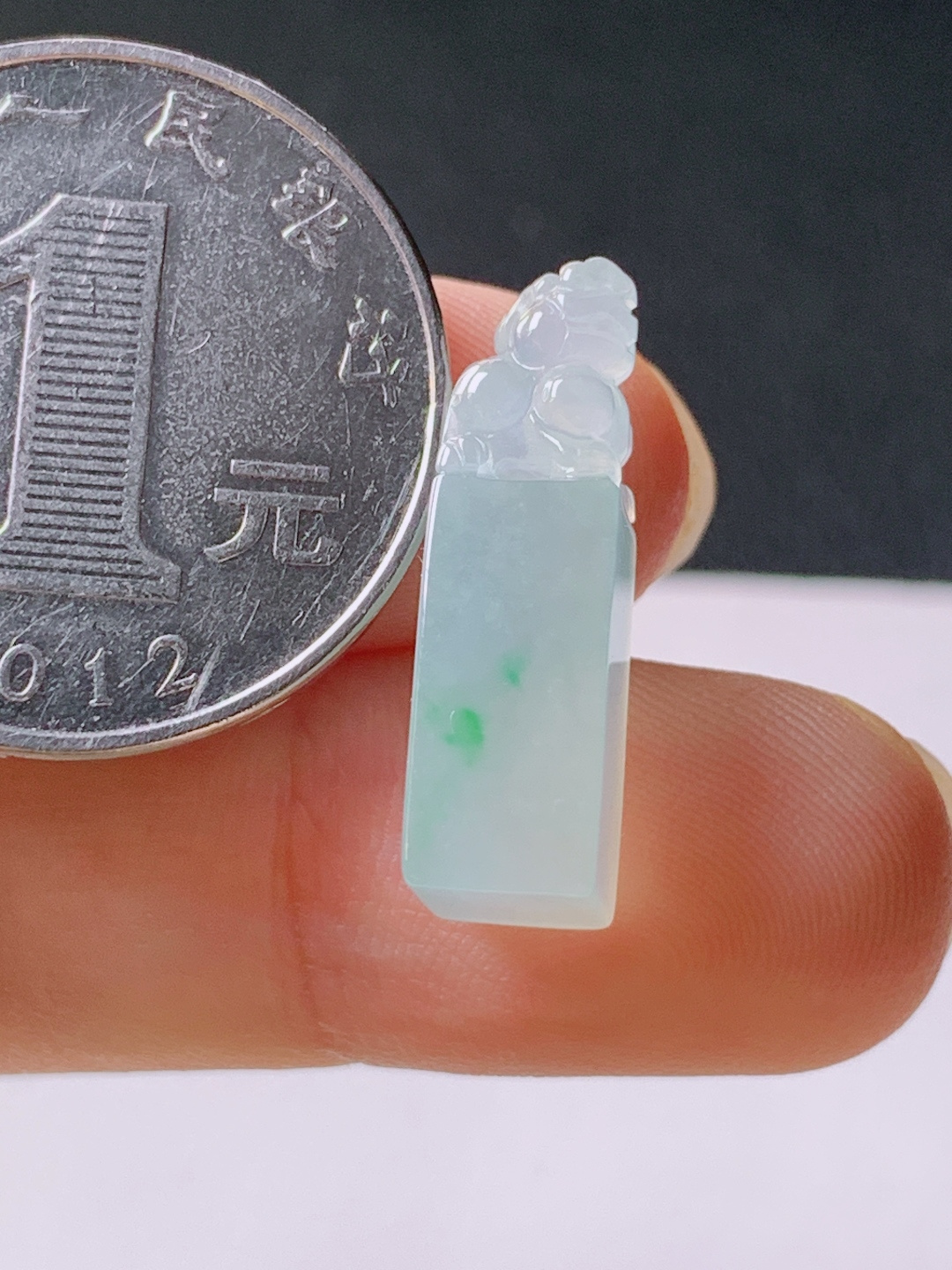 ️ 冰种飘绿貔貅印章，水润饱满，裸石22.1/6.4/6.1