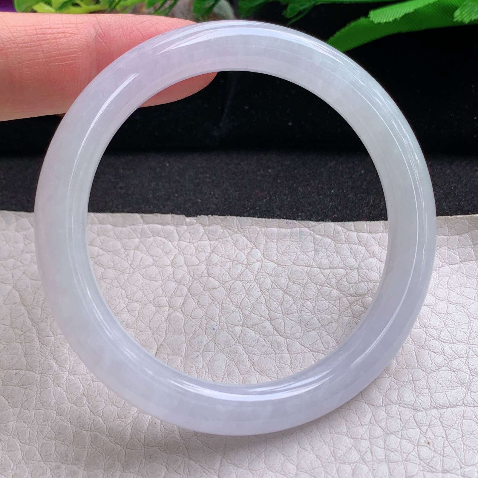 nr实拍54.5*8*8.3叮当镯 天然缅甸翡翠a货手镯冰紫圆条美人镯