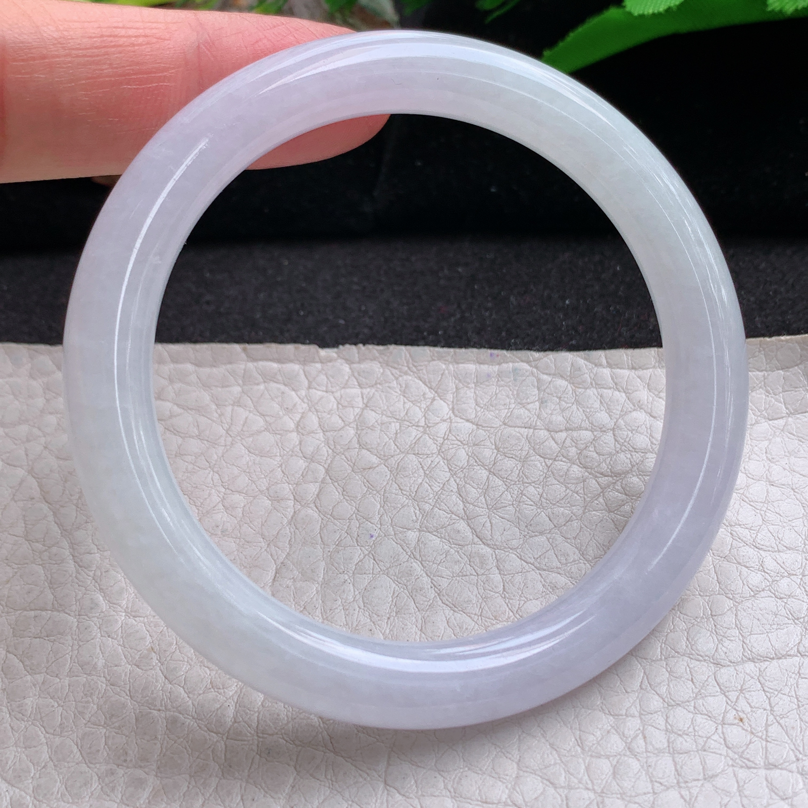 nr实拍54.5*8*8.3叮当镯 天然缅甸翡翠a货手镯冰紫圆条美人镯