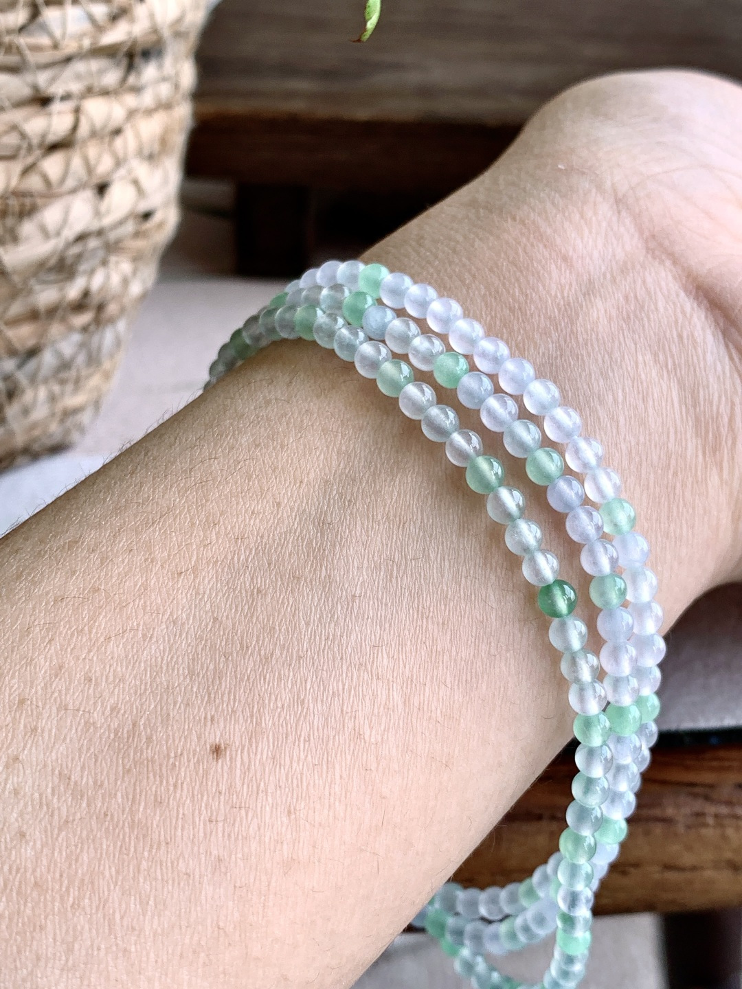 ️冰双彩珠链圆珠子珠链，缅料 性比高，3.4mm，32cm，15克