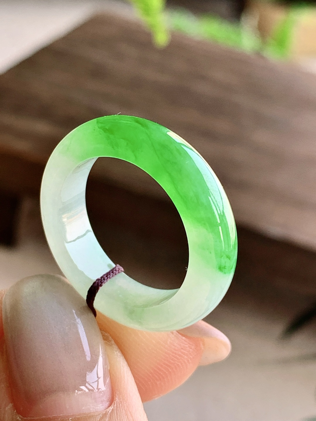 ️冰飘绿花戒圈指环，缅料，性比高，冰飘花，5.9-4.1，18号，4.5克