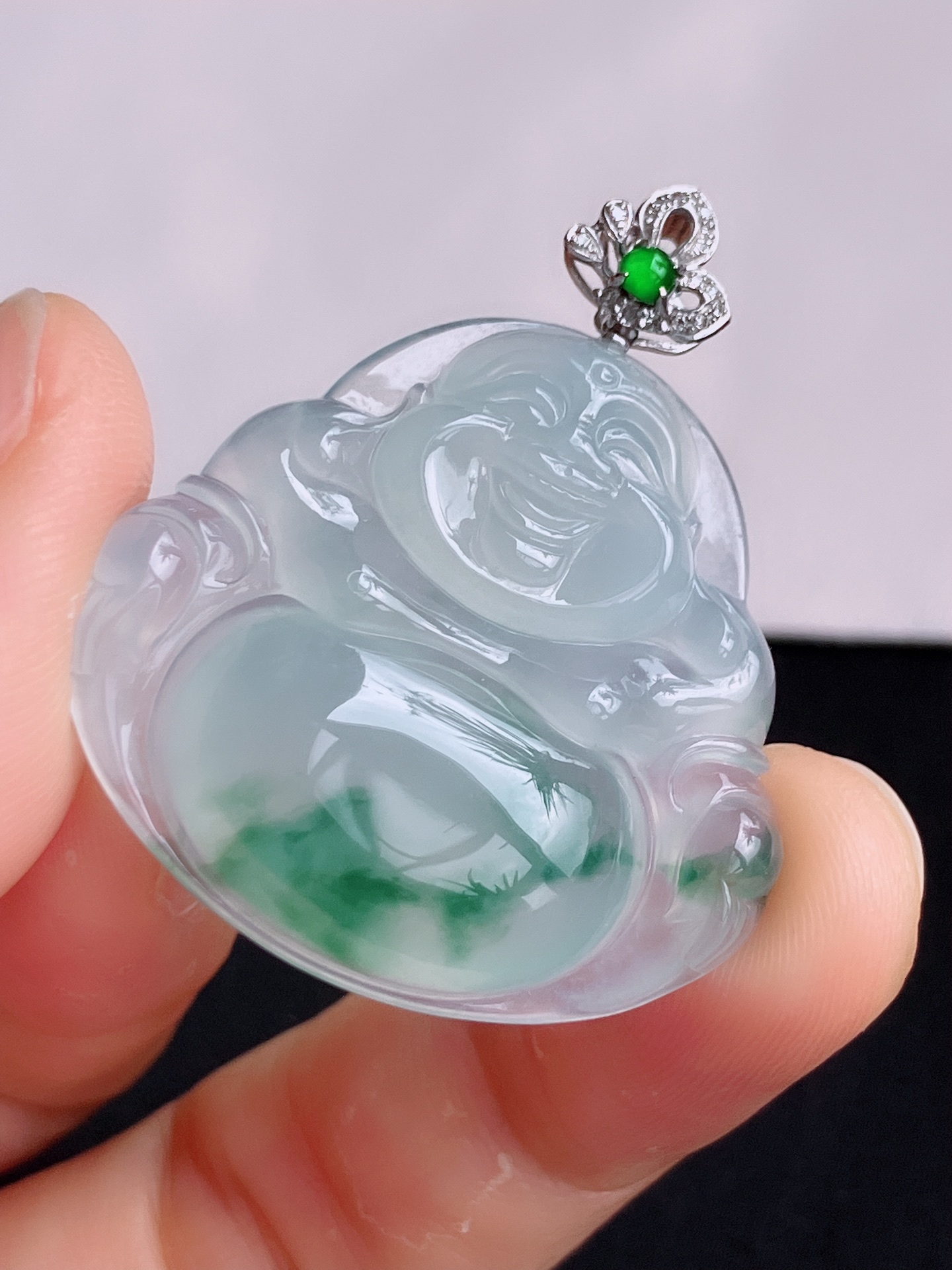 ️，冰飘花大佛，晶莹剔透，花色清爽，尺寸38.8/33/30，自然光实拍