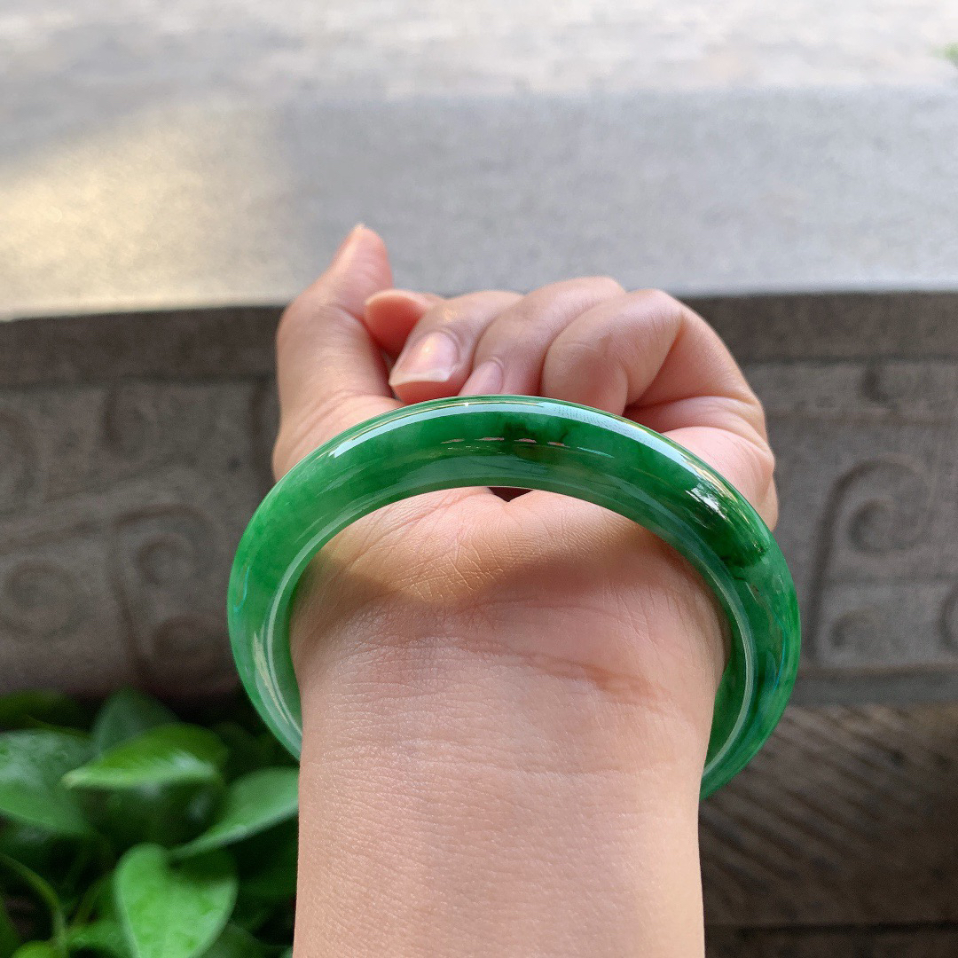 圈口 57.7-12-8.2【满绿正圈手镯】正圈57 58可戴