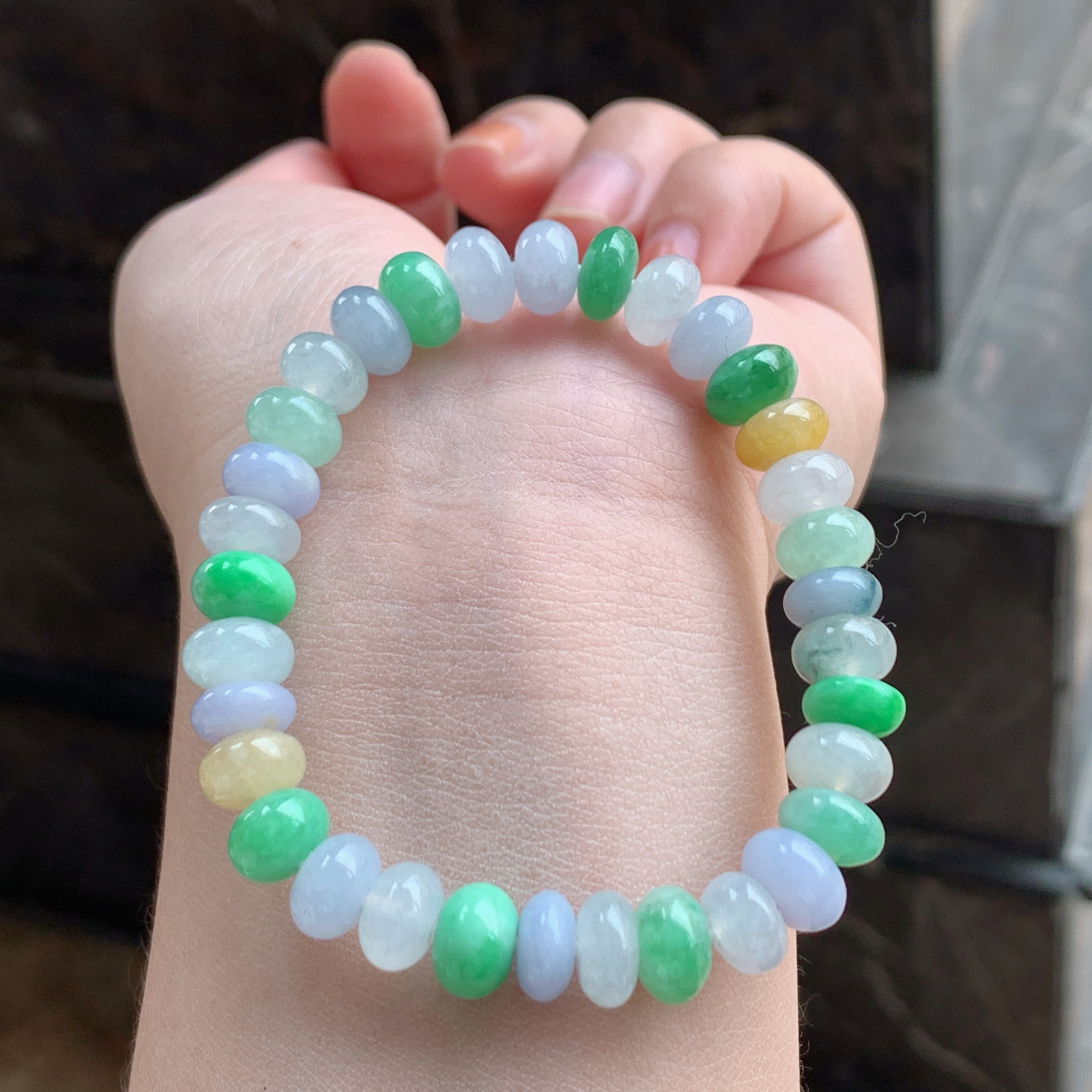 多彩翡翠手串