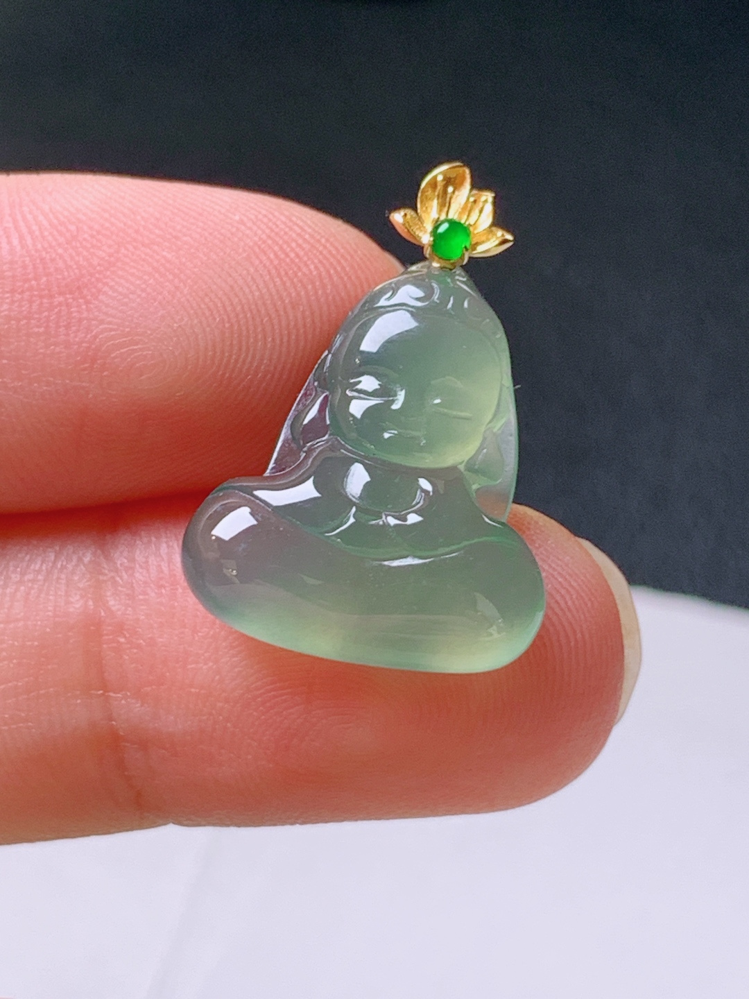 ️ 冰晴绿宝宝佛吊坠，色好水润，裸石19.2-15.3-4.822.6