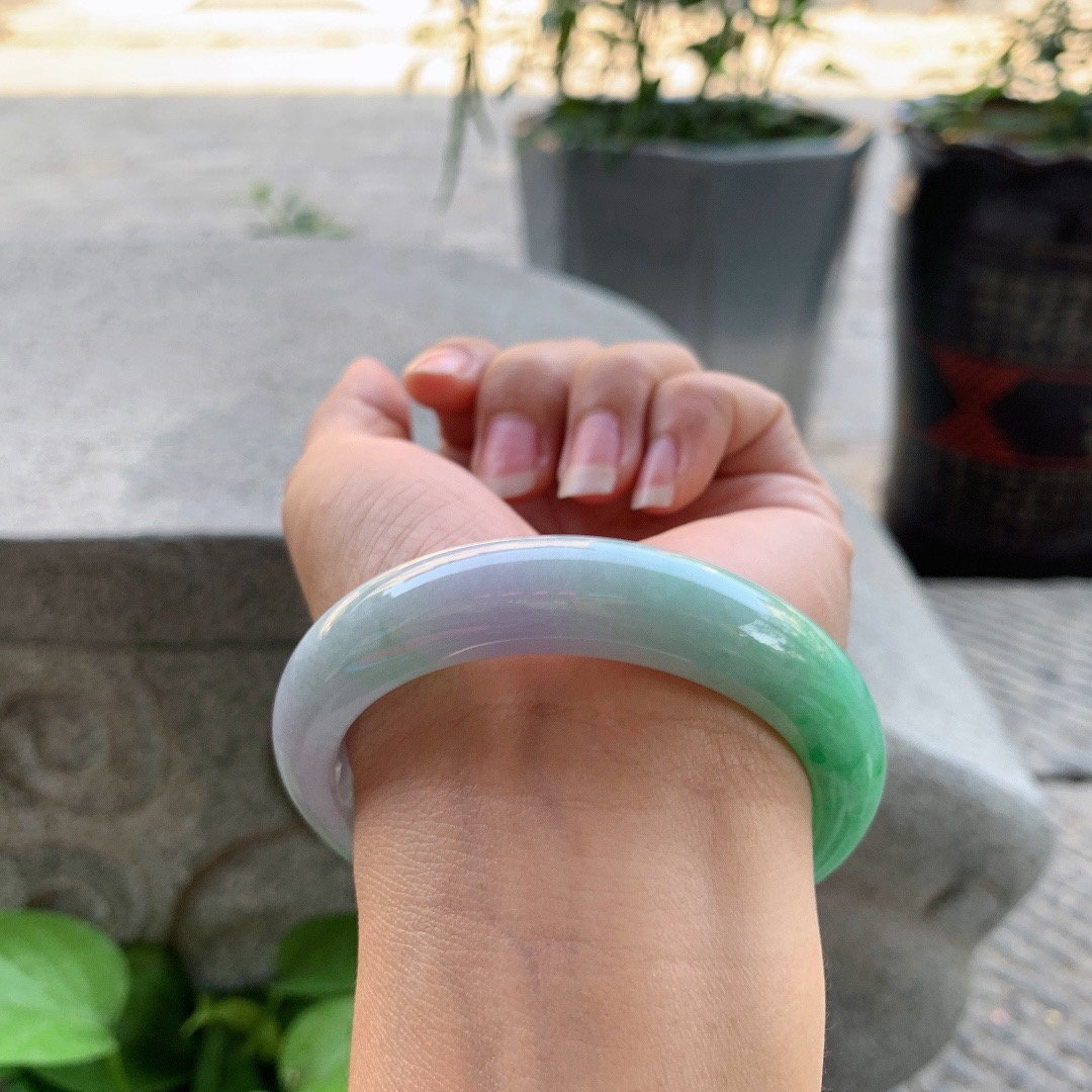 圈口 57-12.8-8.7【辣阳绿正圈手镯】正圈57 58可戴