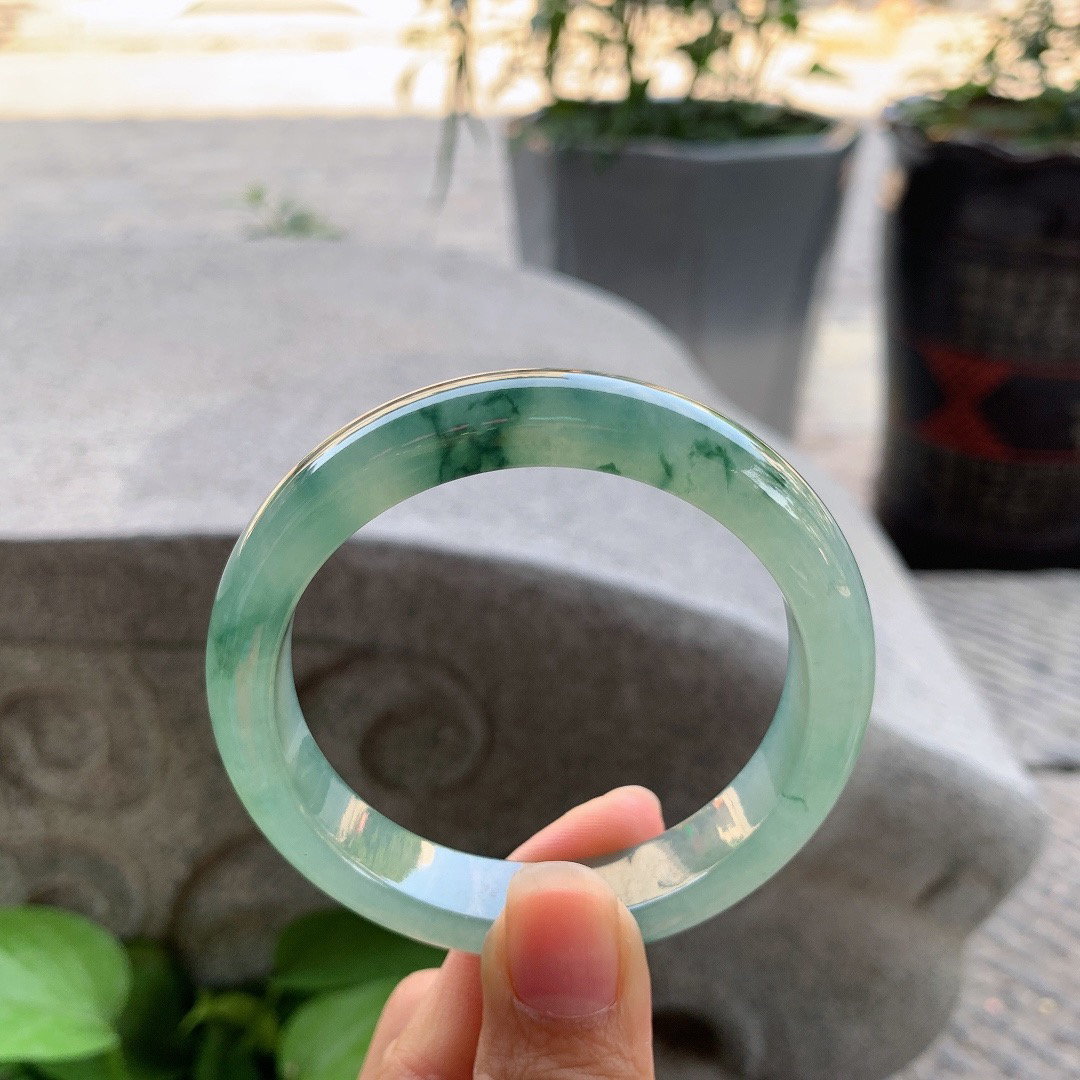 圈口56-11.6-8.1 【冰种飘花正圈手镯】正圈56 57可戴