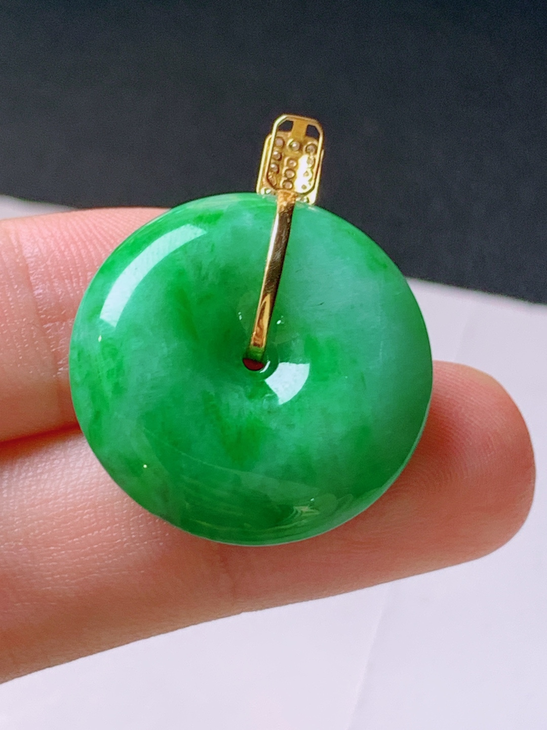 ️ 冰阳绿平安扣吊坠，无裂色阳饱满，裸石23.1-5.928.5