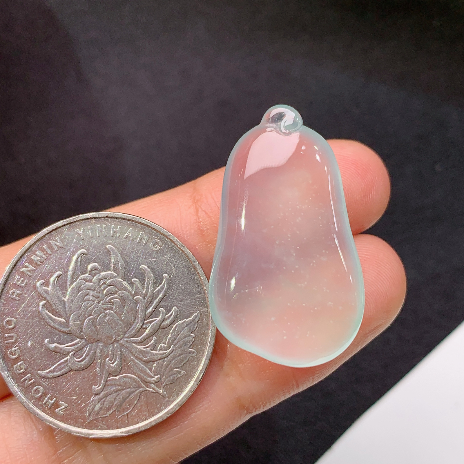 冰种福瓜，镶嵌佳品，冰润细腻，种水足，Xg 尺寸28.6*16.8*5.6