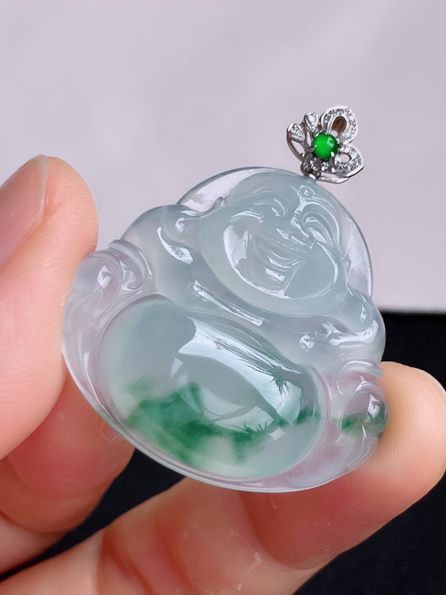 ️，冰飘花大佛，晶莹剔透，花色清爽，尺寸38.8/33/30，自然光实拍