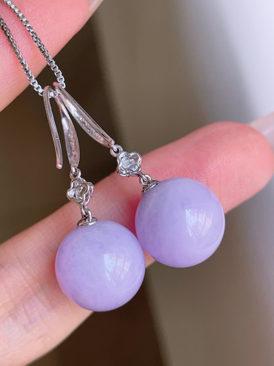 ️ 冰圆珠耳坠，色泽浓郁，种老水润，18k金镶嵌 31.5/12.2