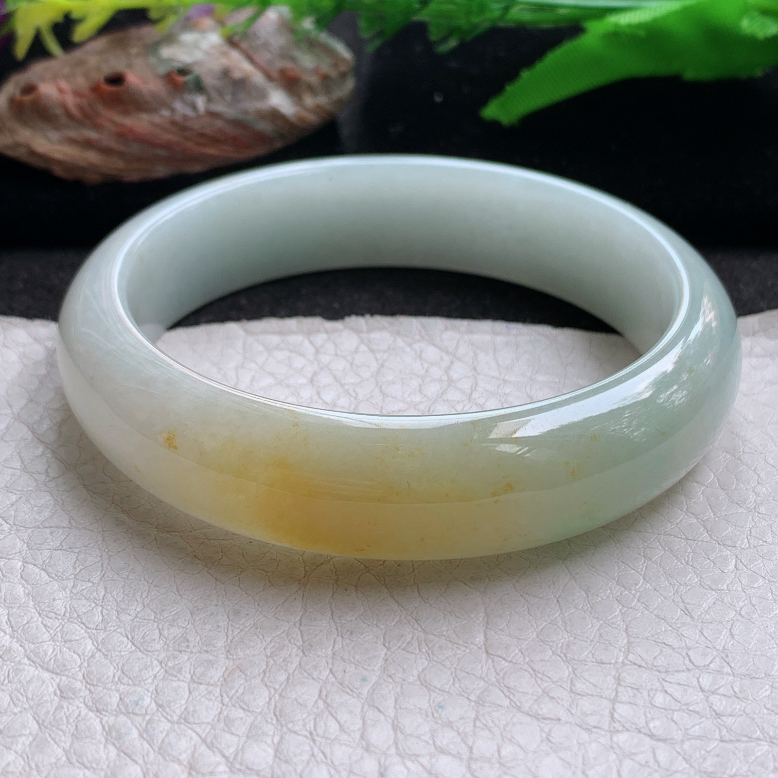 nr实拍59*14.8*8招财镯 天然缅甸翡翠a货手镯飘黄翡水润正圈玉镯子