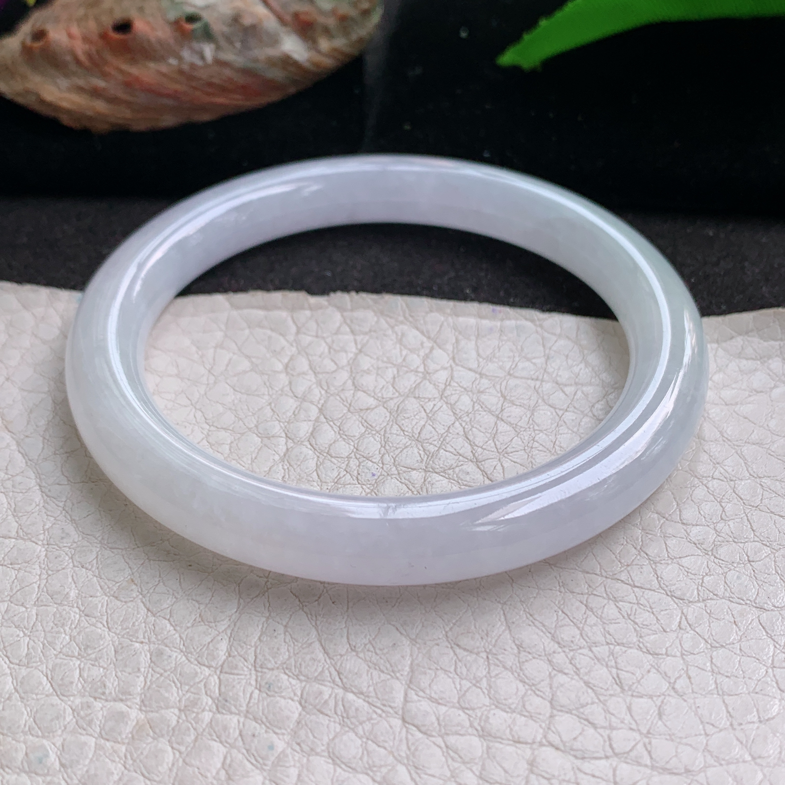 nr实拍54.5*8*8.3叮当镯 天然缅甸翡翠a货手镯冰紫圆条美人镯