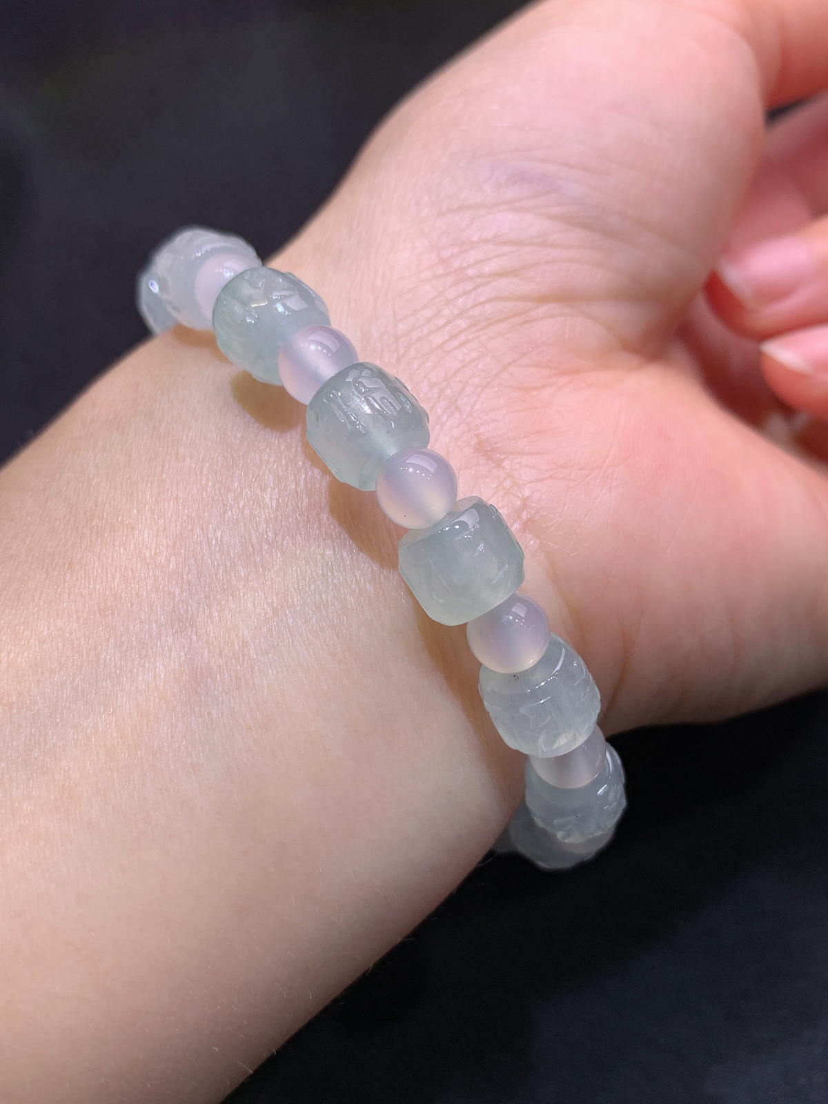 冰种路路通手串，手链，冰润细腻，种水足，Jm 尺寸7*8.5