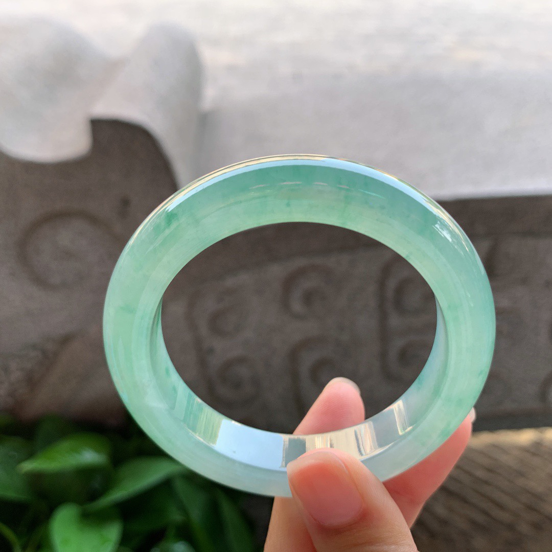 小圈口 53.4-11.8-9.4【冰种蓝绿正圈手镯】正圈53 54可戴