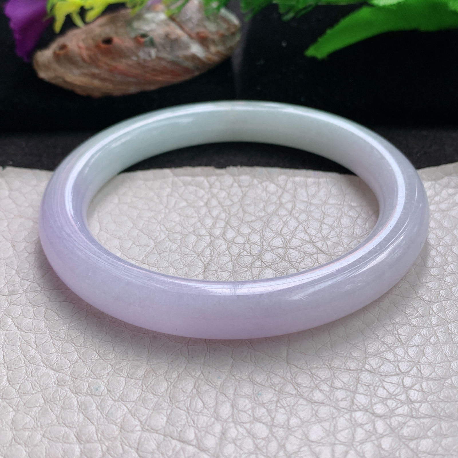 nr实拍59*9.3招财美人镯 天然缅甸翡翠a货手镯半山水水润正圈玉镯子