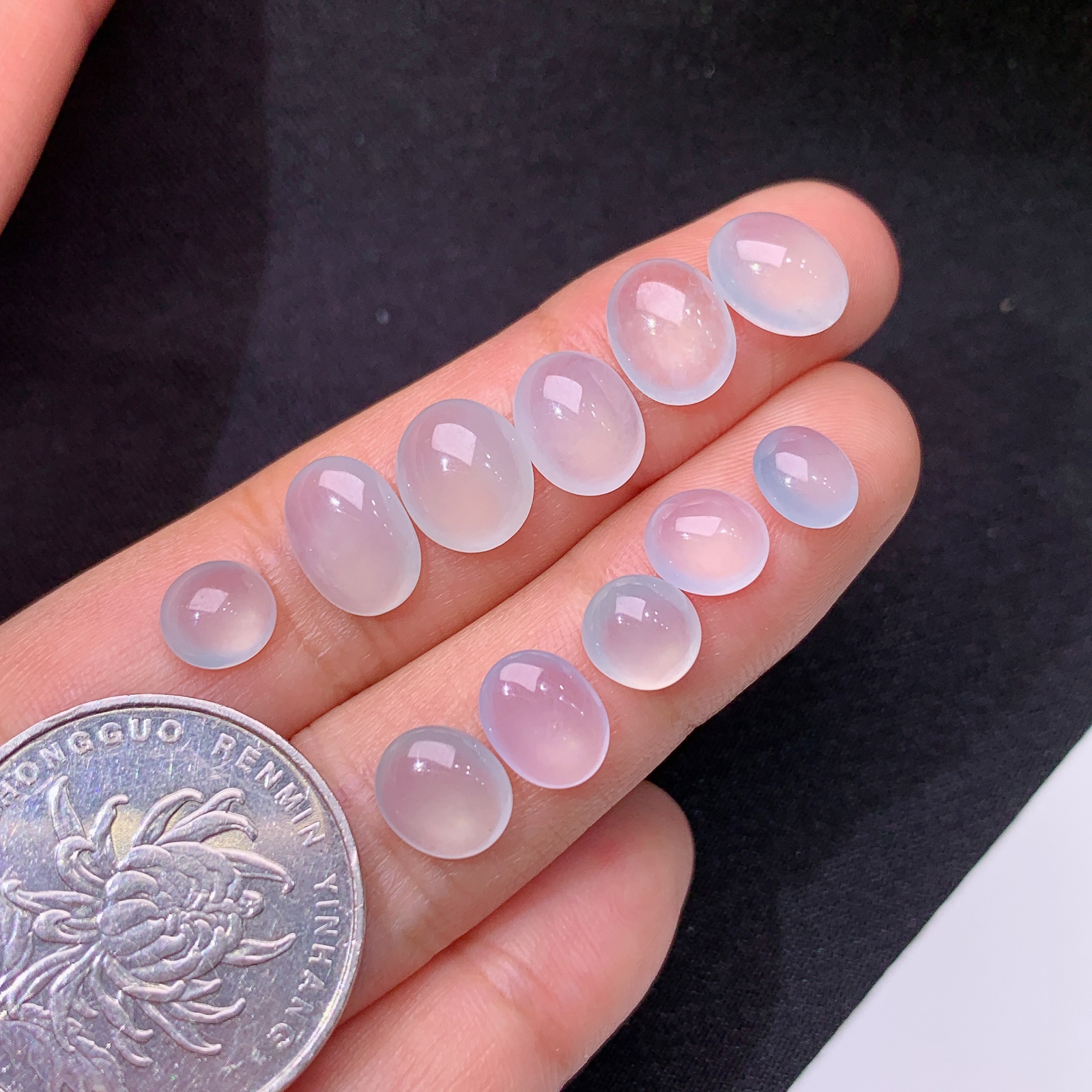 冰种蛋面一手，镶嵌佳品，冰润细腻，种水足，001 尺寸9.6*6.9*3