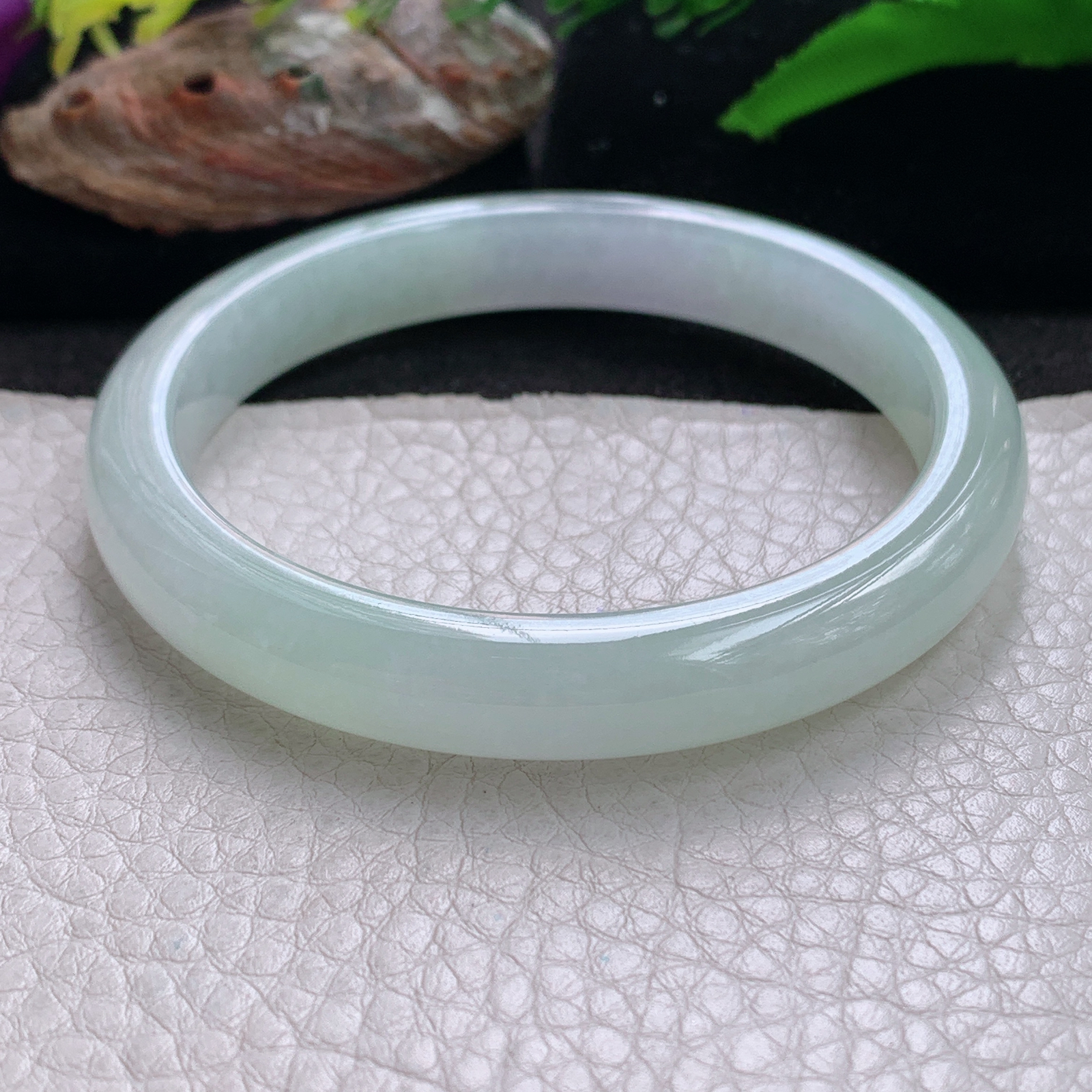 nr实拍58*9.8*7.3平安镯 天然缅甸翡翠a货手镯冰胶清新秀气正圈玉镯子