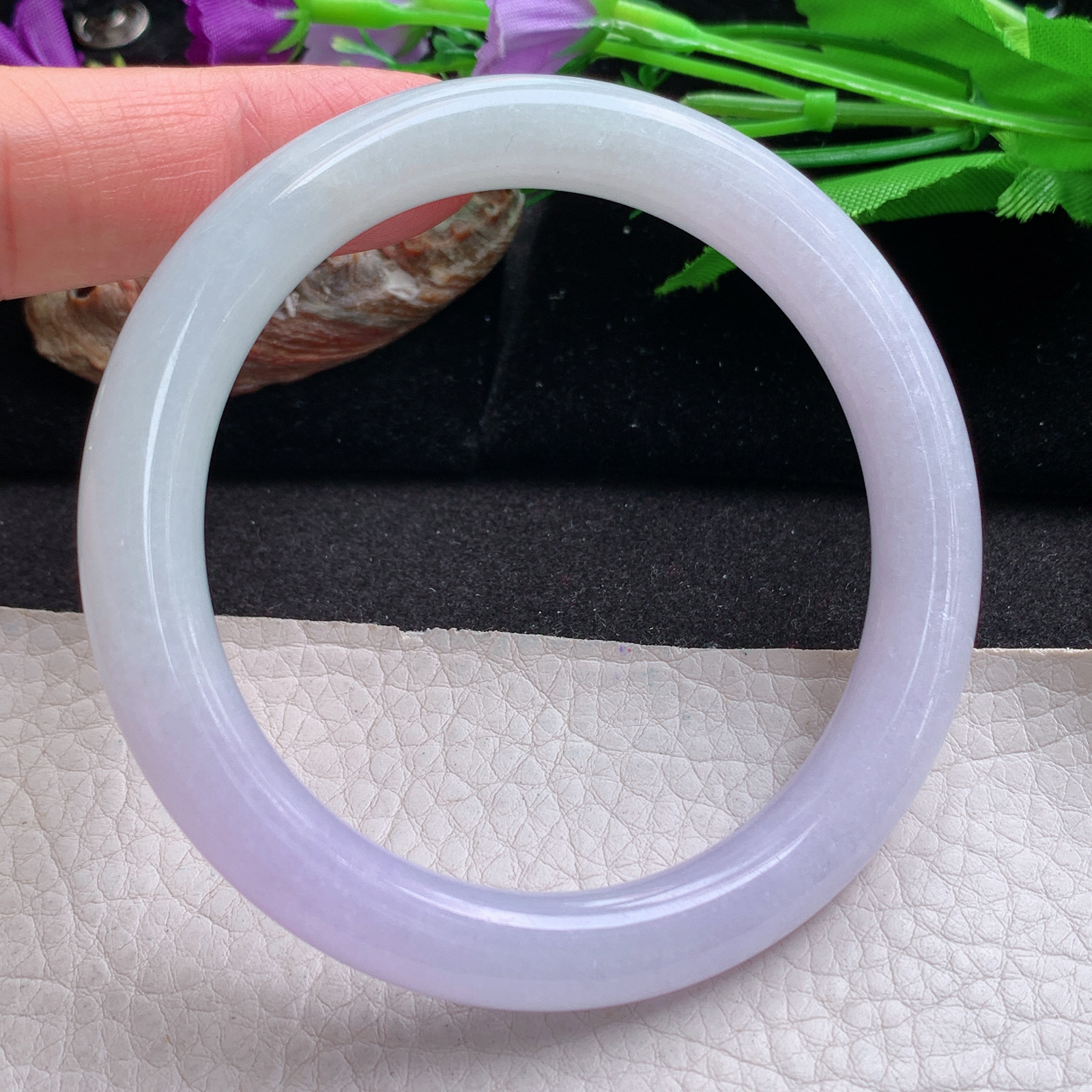 nr实拍59*9.3招财美人镯 天然缅甸翡翠a货手镯半山水水润正圈玉镯子