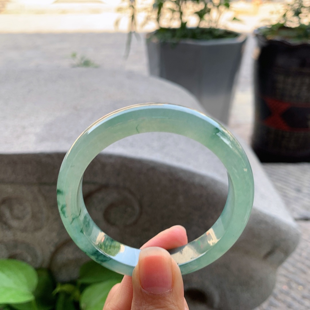 圈口56-11.6-8.1 【冰种飘花正圈手镯】正圈56 57可戴