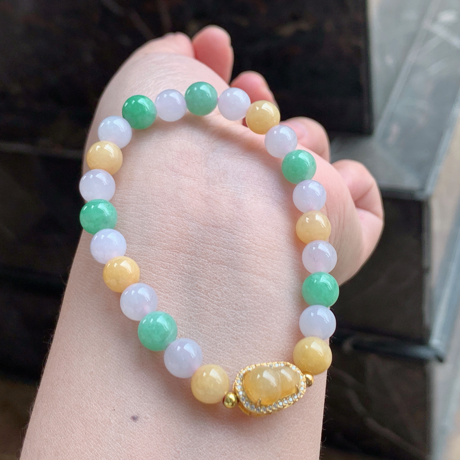 多彩葫芦翡翠手串