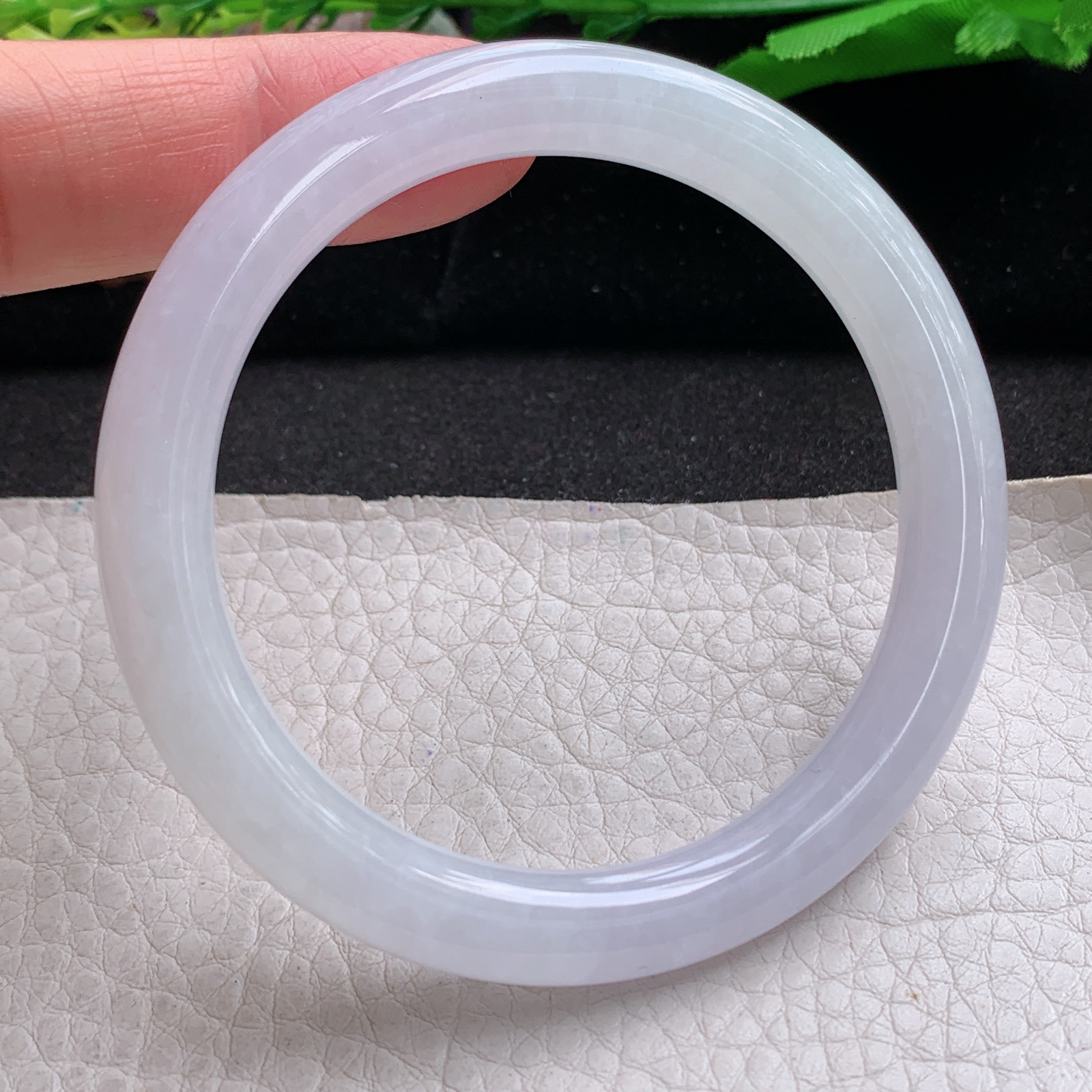 nr实拍54.5*8*8.3叮当镯 天然缅甸翡翠a货手镯冰紫圆条美人镯