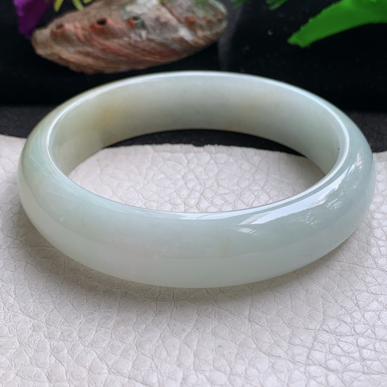 nr实拍59*14.8*8招财镯 天然缅甸翡翠a货手镯飘黄翡水润正圈玉镯子