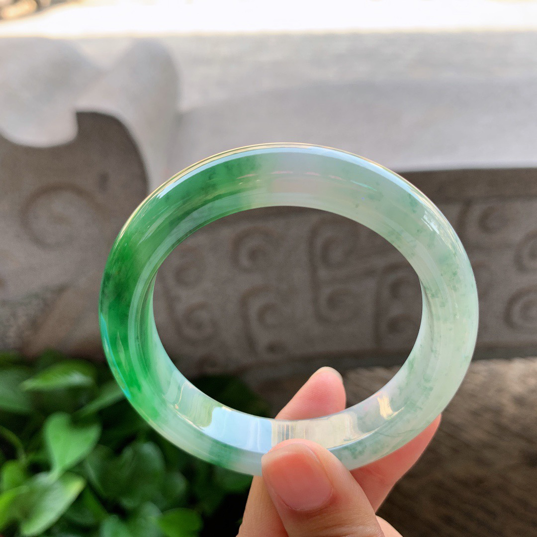 圈口56-12.8-9.4【冰辣绿正圈手镯】正圈56 57可戴