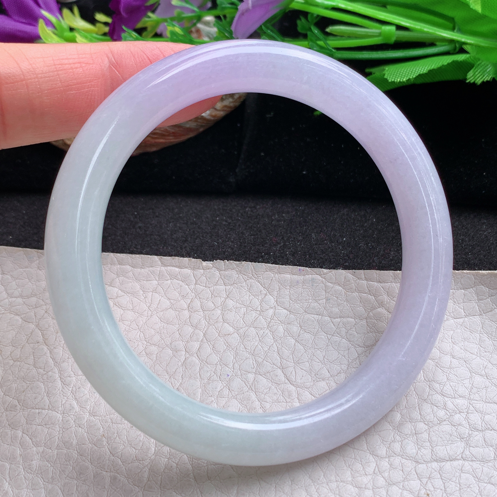 nr实拍59*9.3招财美人镯 天然缅甸翡翠a货手镯半山水水润正圈玉镯子