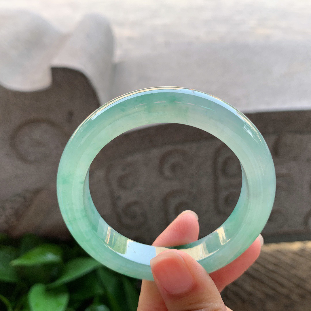 小圈口 53.4-11.8-9.4【冰种蓝绿正圈手镯】正圈53 54可戴