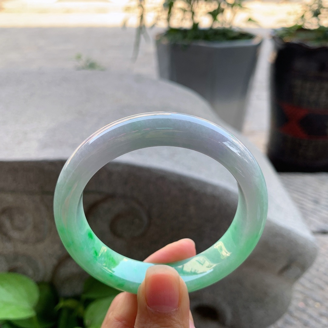 圈口 57-12.8-8.7【辣阳绿正圈手镯】正圈57 58可戴