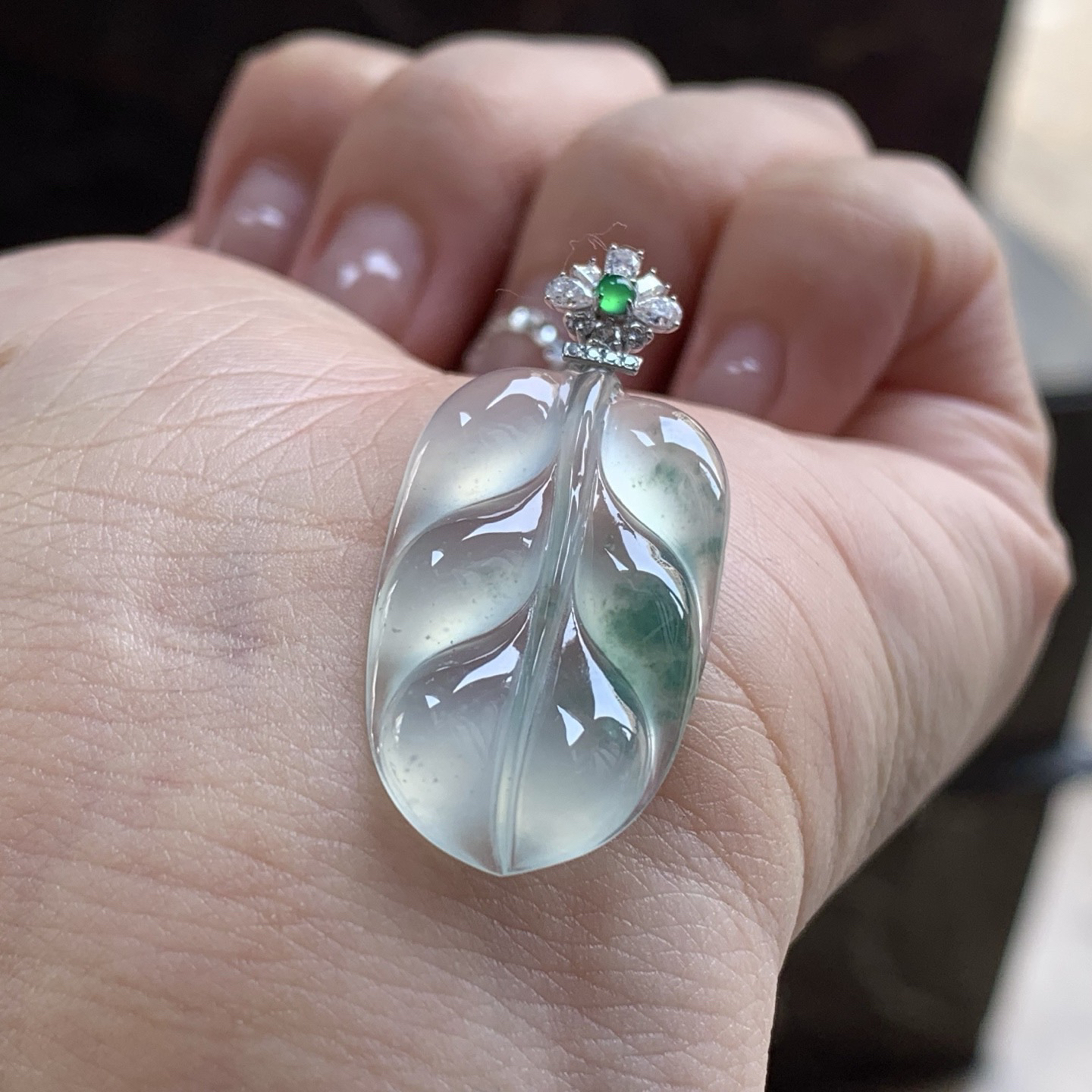 冰种飘花玉叶^_^ 种老 金扣