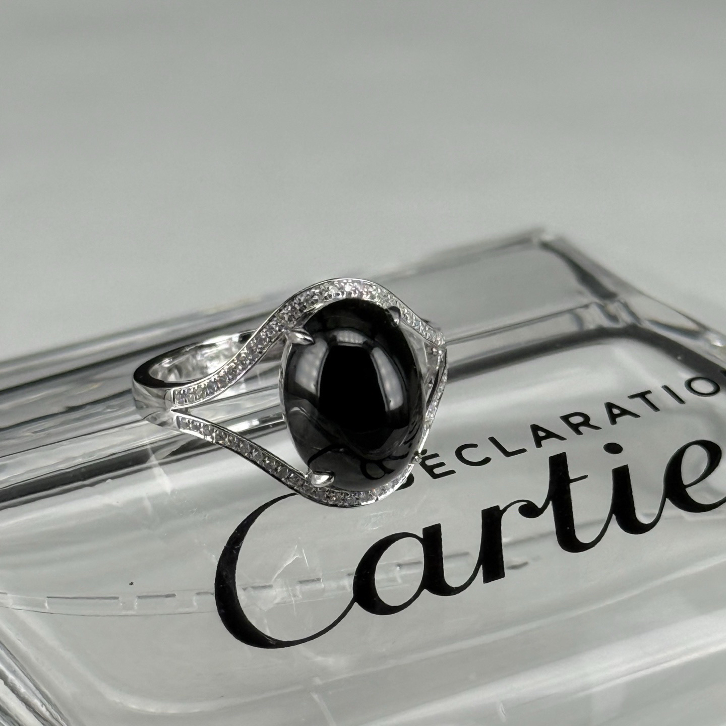 精品18k墨翠蛋面女戒 种好色正 黑度极好 打灯通透 油性十足 尺寸11.6