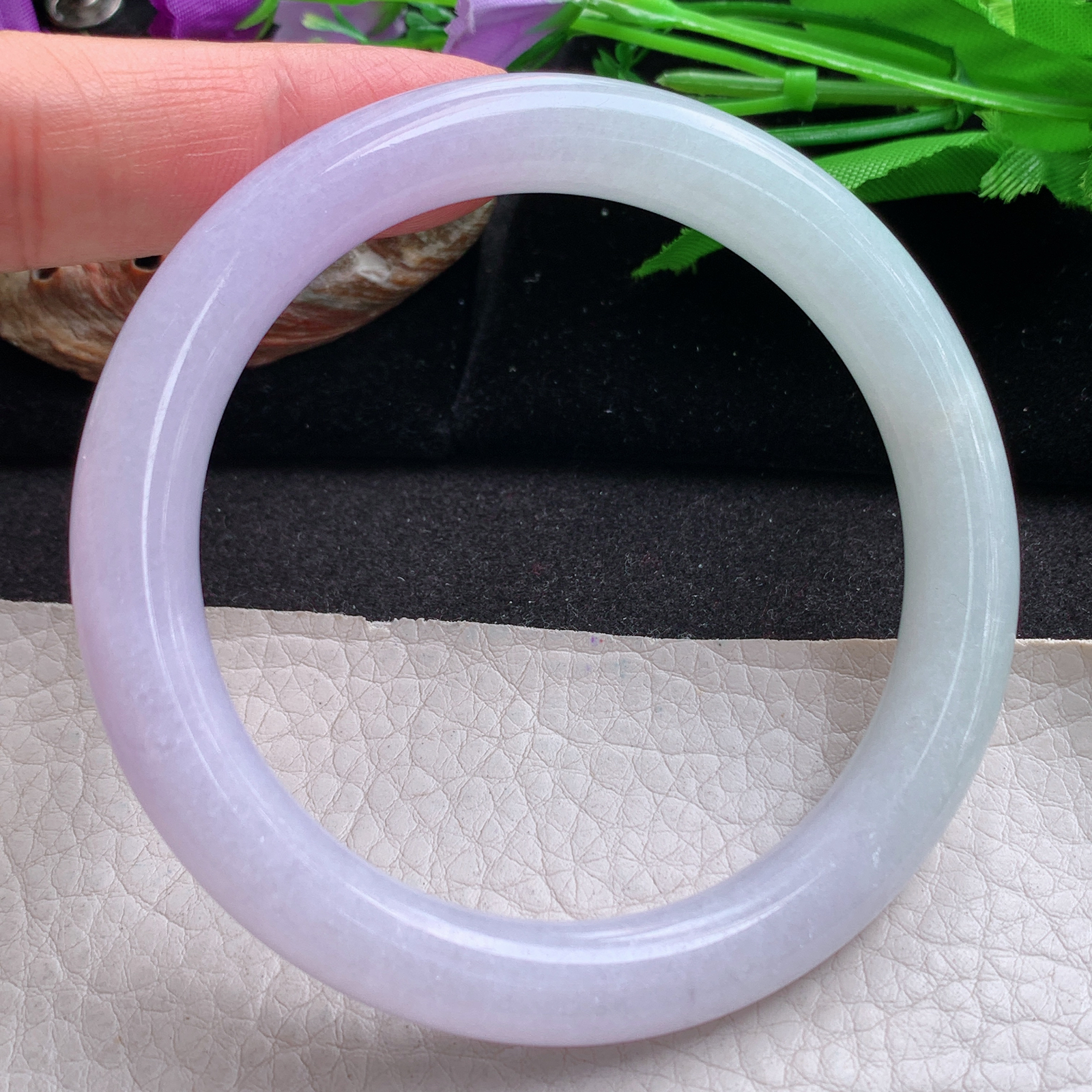 nr实拍59*9.3招财美人镯 天然缅甸翡翠a货手镯半山水水润正圈玉镯子