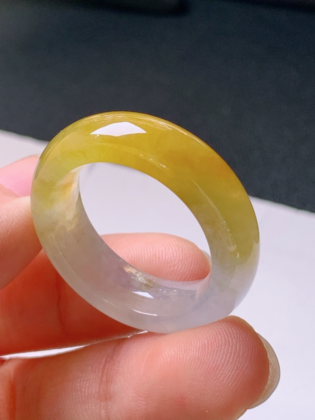 ️ 冰黄翡指环，无裂色正饱满，裸石29.4/7.7/5.1，圈口22