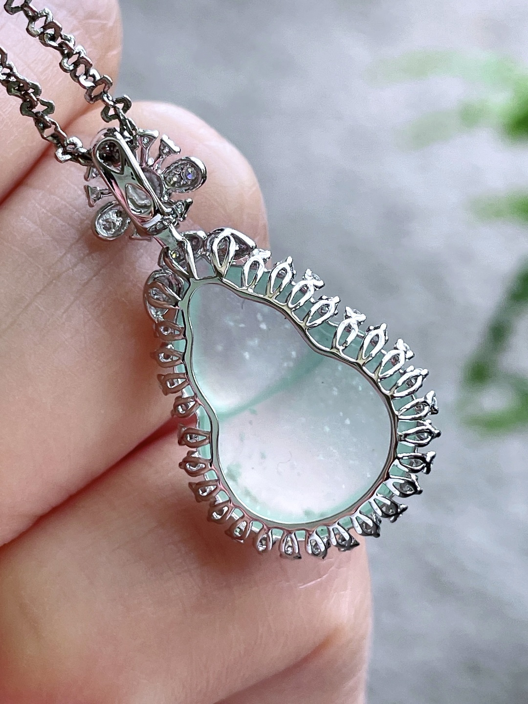 冰木那雪花棉葫芦吊坠，18k金镶嵌，无裂，性比高，29.4/16/9，编号