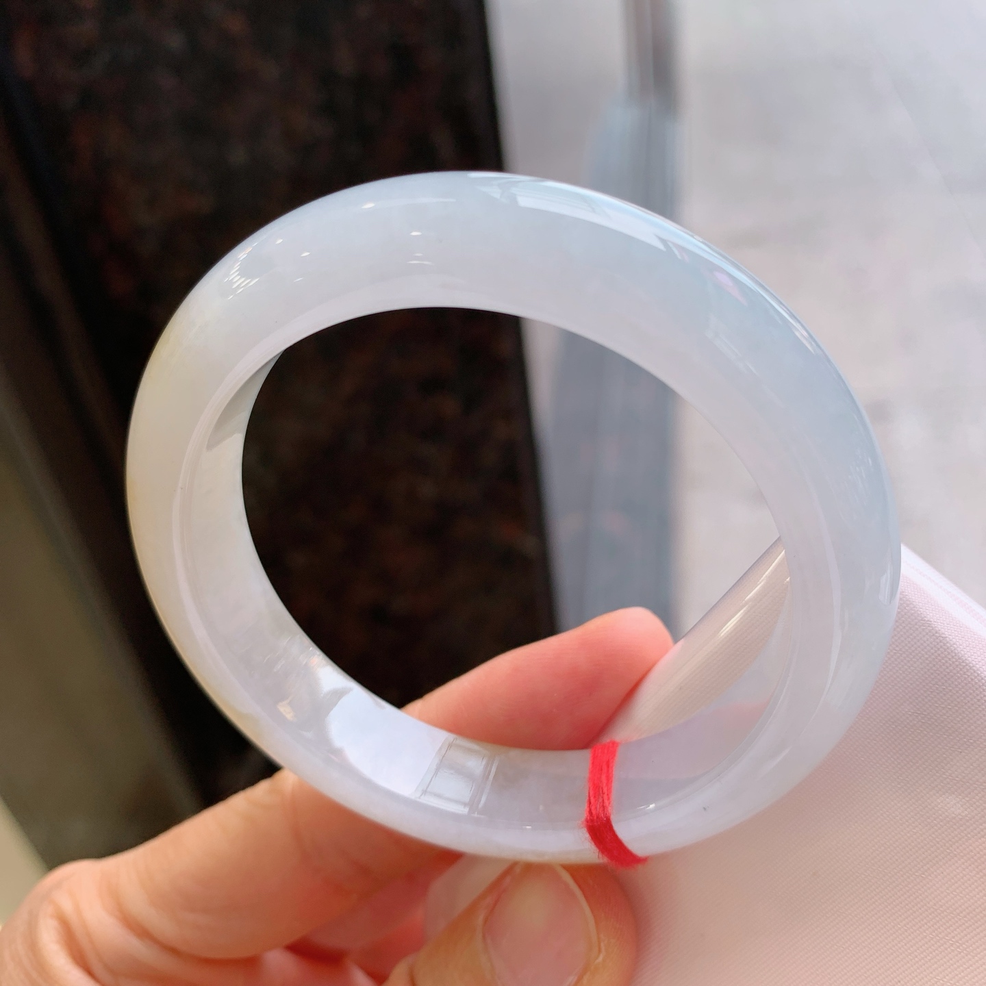 正圈冰种黄翡，无裂，尺寸：56.5/12.7/9.2，细腻