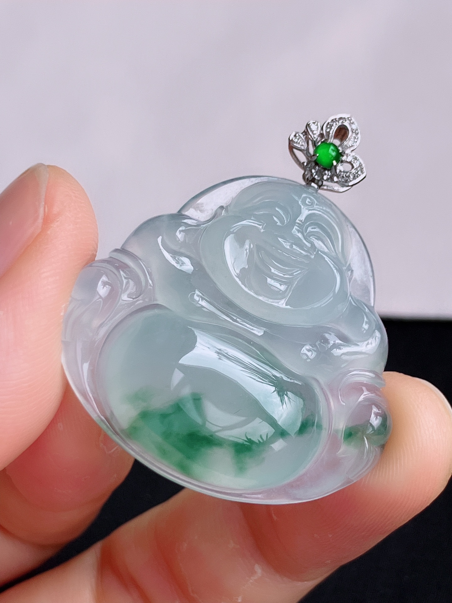 ️，冰飘花大佛，晶莹剔透，花色清爽，尺寸38.8/33/30，自然光实拍