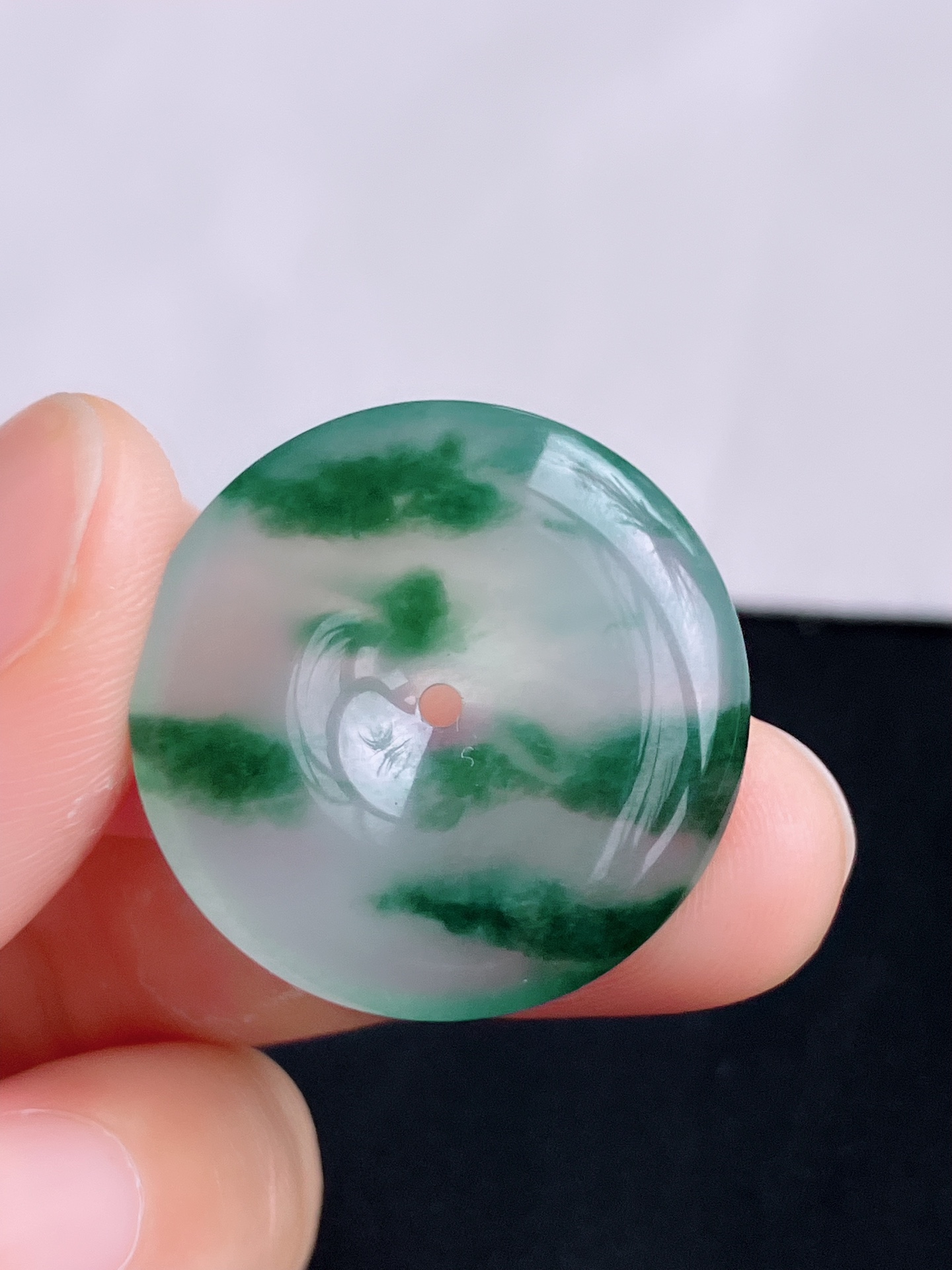 ️冰飘花平安扣，晶莹剔透，花色清爽灵动，尺寸26.5/5，自然光实拍