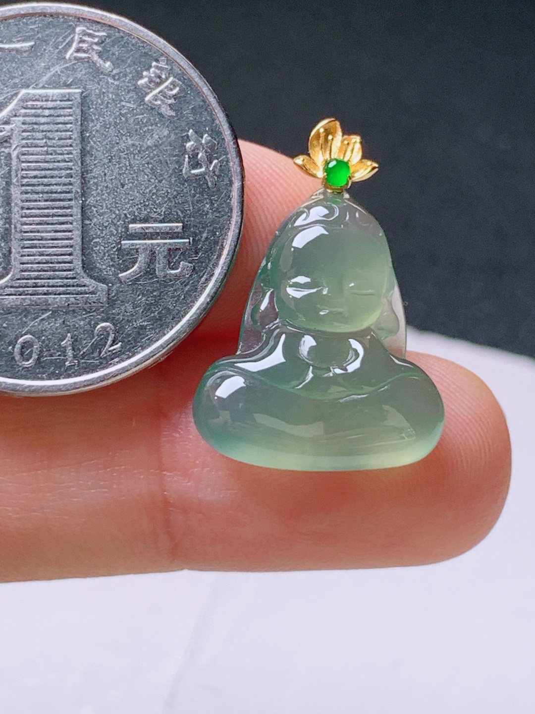 ️ 冰晴绿宝宝佛吊坠，色好水润，裸石19.2-15.3-4.822.6