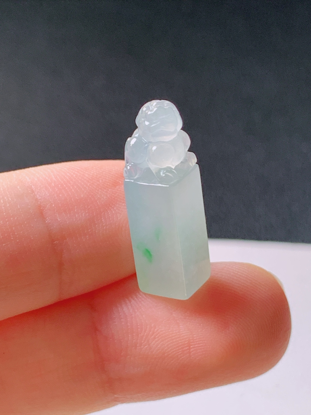 ️ 冰种飘绿貔貅印章，水润饱满，裸石22.1/6.4/6.1