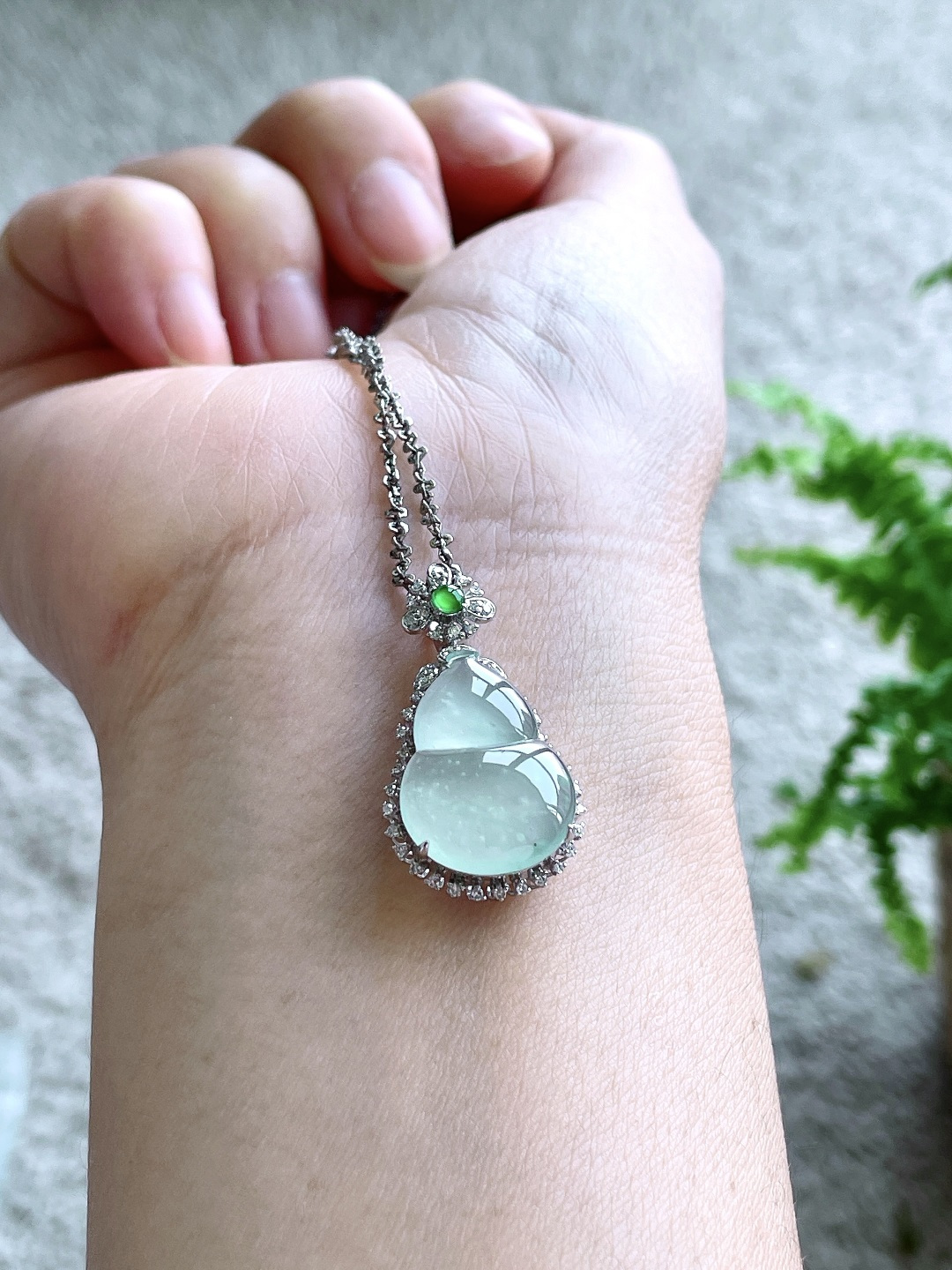 冰木那雪花棉葫芦吊坠，18k金镶嵌，无裂，性比高，29.4/16/9，编号