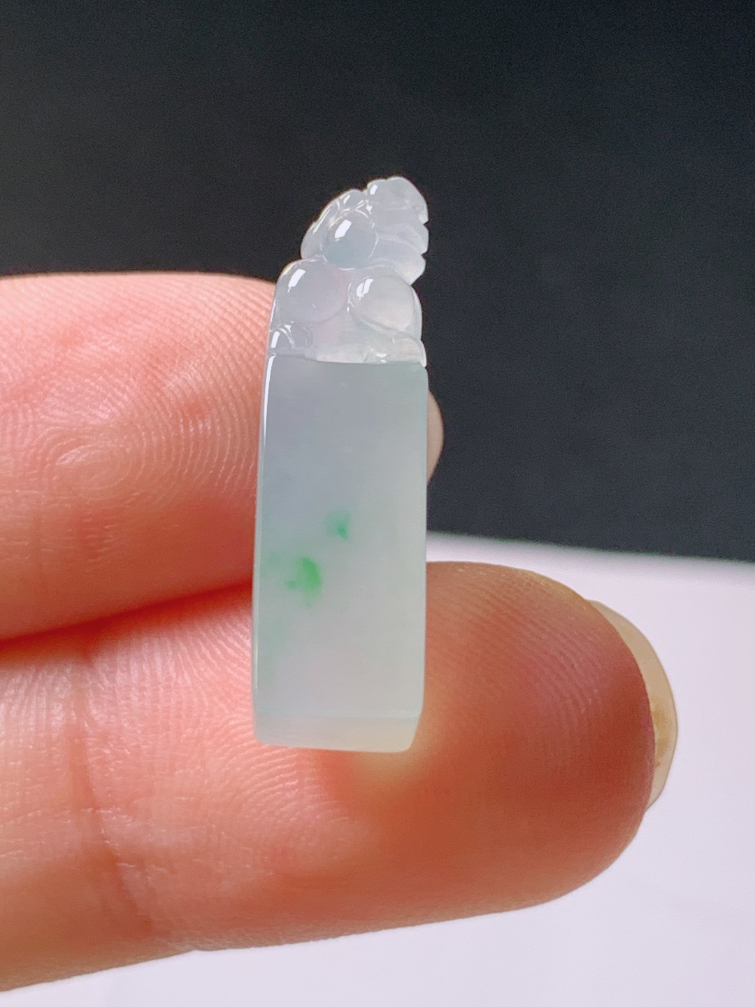 ️ 冰种飘绿貔貅印章，水润饱满，裸石22.1/6.4/6.1