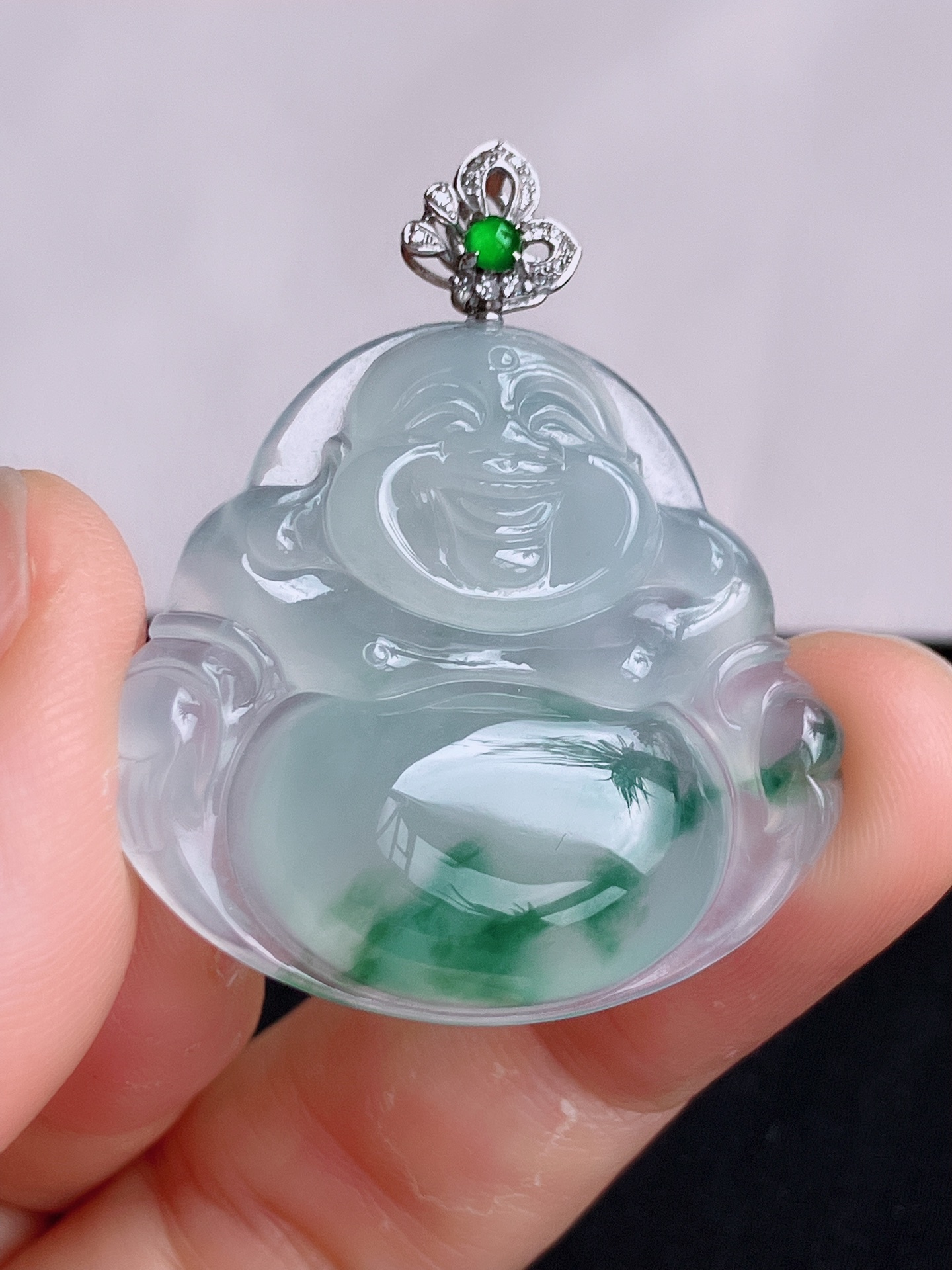 ️，冰飘花大佛，晶莹剔透，花色清爽，尺寸38.8/33/30，自然光实拍