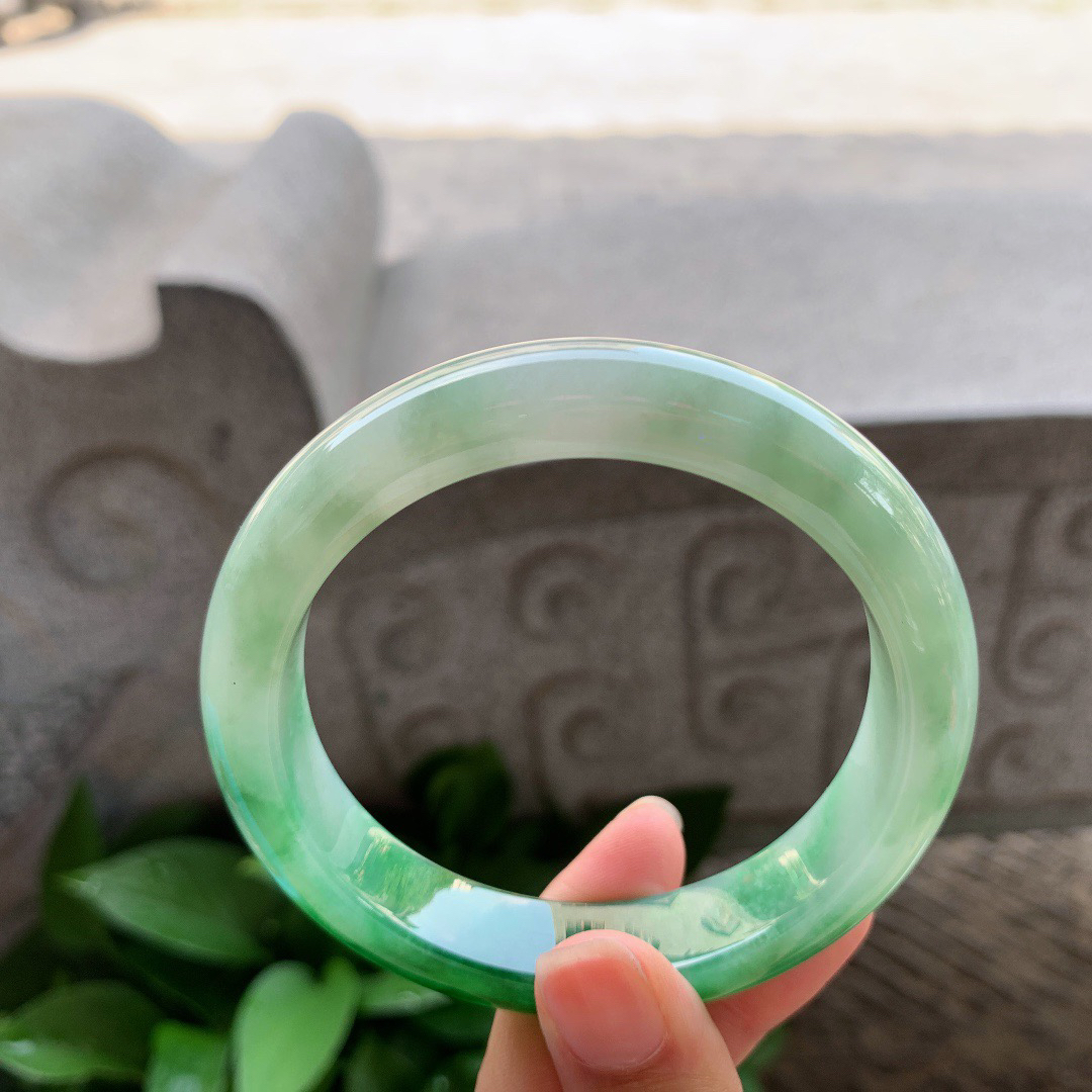 大圈口 60.5-13.4-9.2【芙蓉绿正圈手镯】正圈60 61可戴