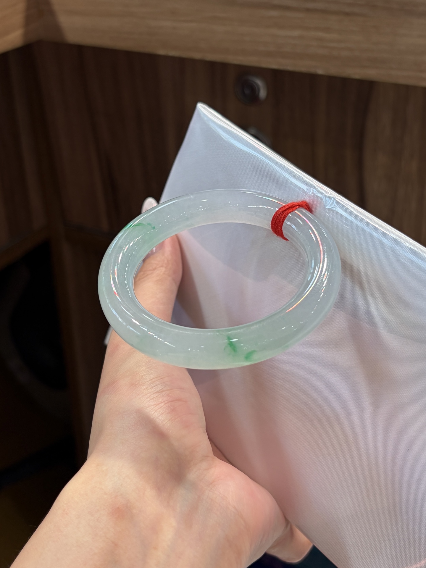 小圈口冰种白底青圆条成品，HYC-210，⭕️53-11.2-10.7